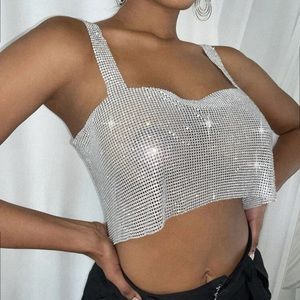Rhinestone Metal Detail Crop Top